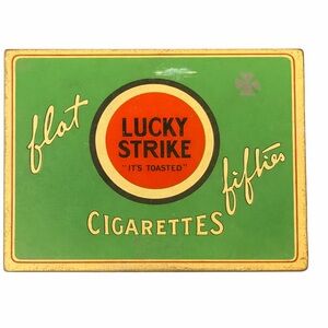Vintage Lucky Strike Green Cigarettes Storage Tin Box